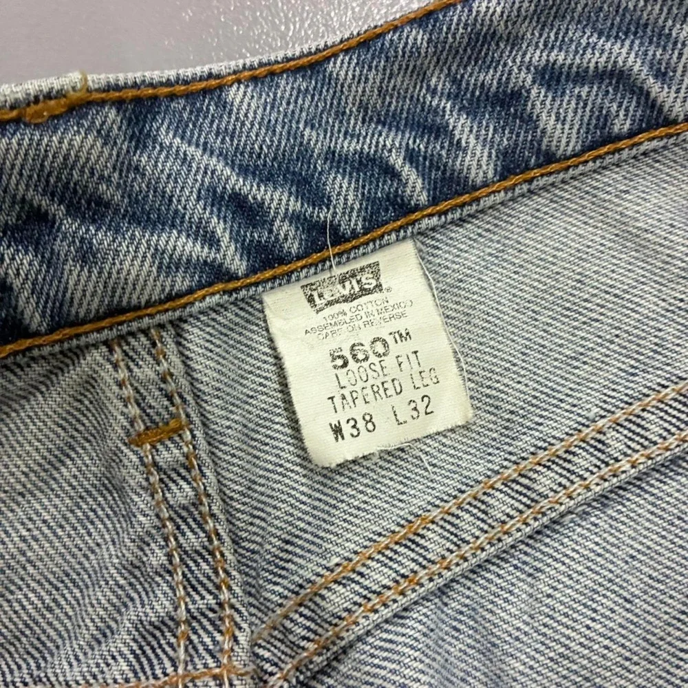 Levis 560 Orange Tab Vintage 90s Cutoff Denim Jorts Light Wash Mens 36